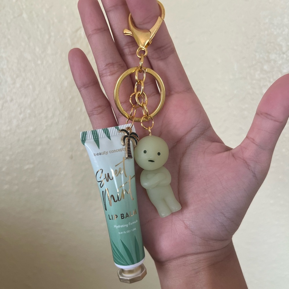 Smiski & lip balm keychain
